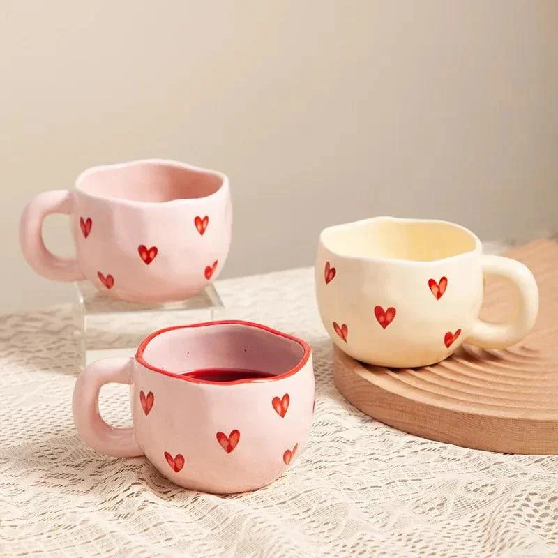 Pink Love Heart Ceramic Coffee Mug 450681