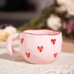 Pink love heart ceramic coffee mug