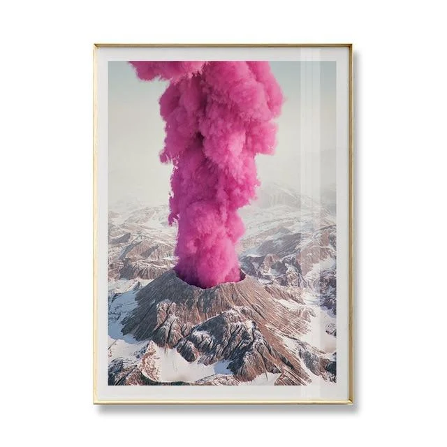 Pink Volcano Wall Poster Home Decor Wall Art 934708