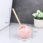Pink marble texture ceramic base toilet brush variants