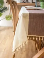 Plaid linen tablecloth with tasselstableclothliving simply house