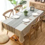 Plaid linen tablecloth with tasselstableclothliving simply house