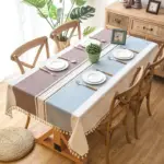 Plaid linen tablecloth with tasselstableclothliving simply house