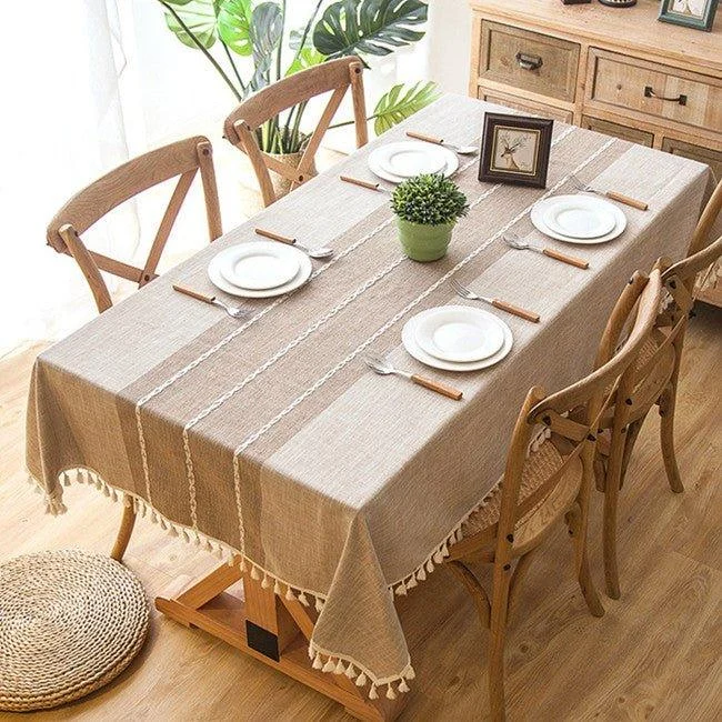 Plaid Linen Tablecloth With Tasselstableclothliving Simply House 959638