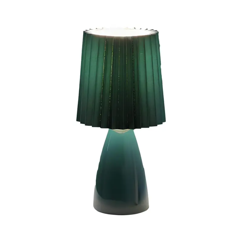 Pleatedlight dimmbarer tischlampe glasbasis gefalteter stoffschirm usb anschluss elegant design xlumina5