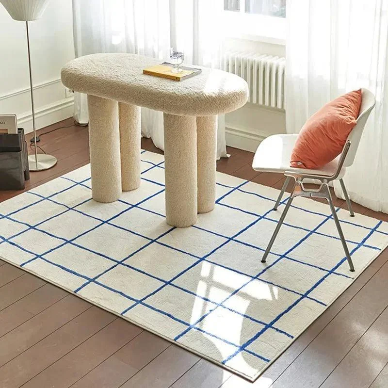 Plush Checked Pattern Living Room Rug 625956