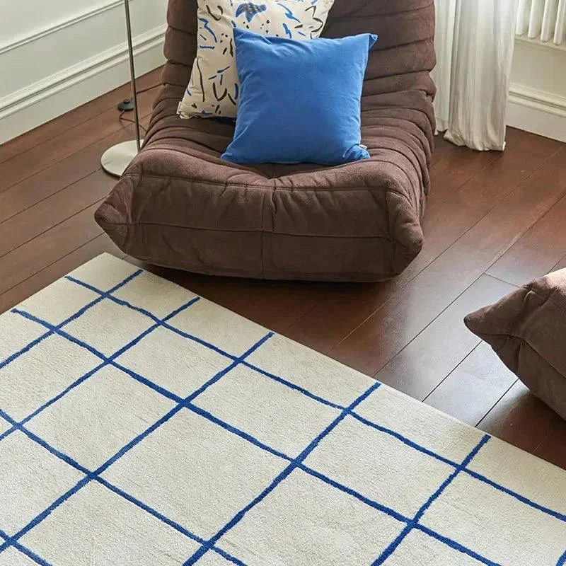 Plush Checked Pattern Living Room Rug 794418