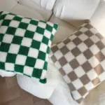 Plush fleece chequerboard cushion