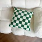 Plush fleece chequerboard cushion