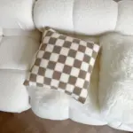 Plush fleece chequerboard cushion