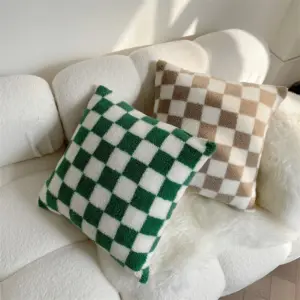 Plush Fleece Chequerboard Cushion