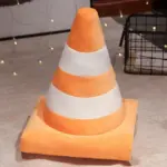Plush traffic cone cosy cushion