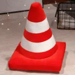 Plush traffic cone cosy cushion
