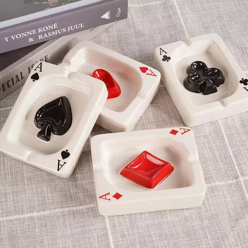 Poker Red Heart Ceramic Ashtray 299355