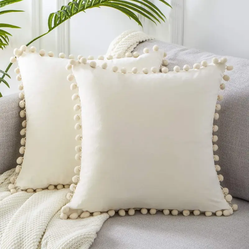 Pom pom cushion coverscushionsliving simply house