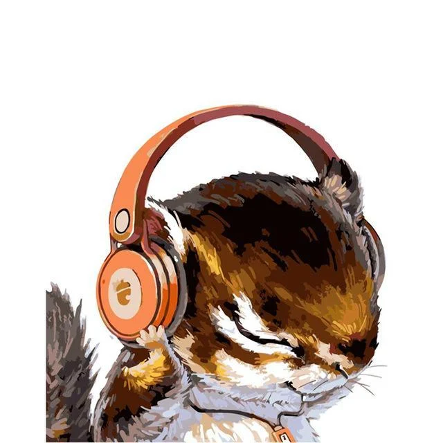 Possum With Headphones Modern Wall Art Canvas Painting Unique Gift Home Decor 40x50cm 940413