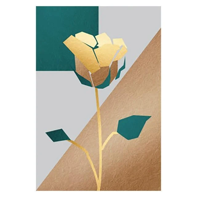 Posters And Prints Golden Modern Minimalistic Wall Art Geometric Floral Abstract Canvas Painting Nordic Decorative Painting 535519