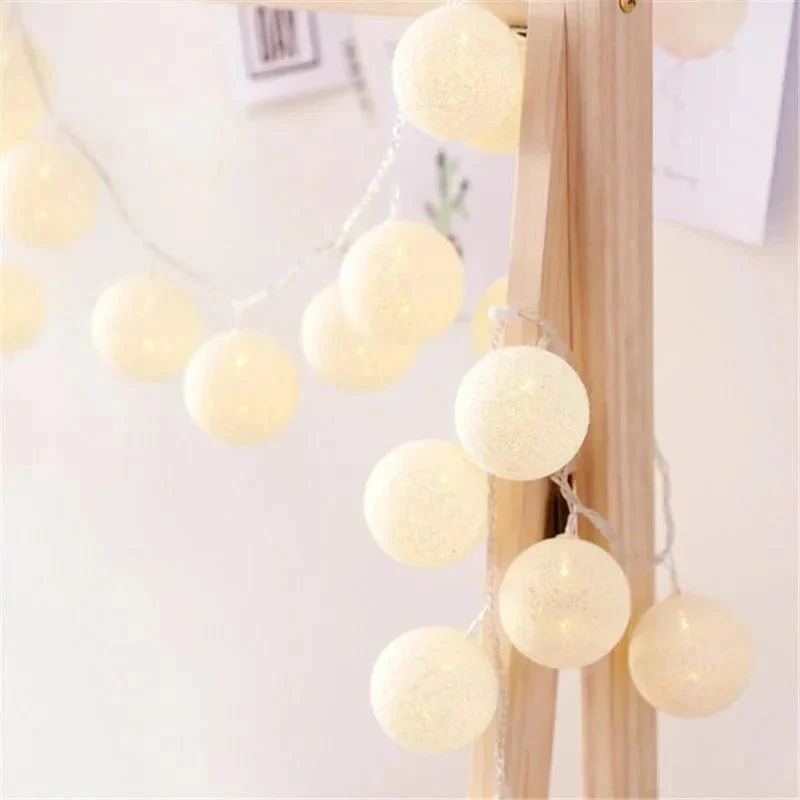 Pretty Pastel Cotton Ball Fairy Lights Garland 437955