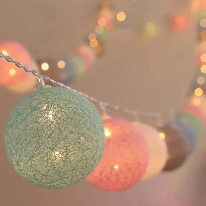 Pretty Pastel Cotton Ball Fairy Lights Garland 864461