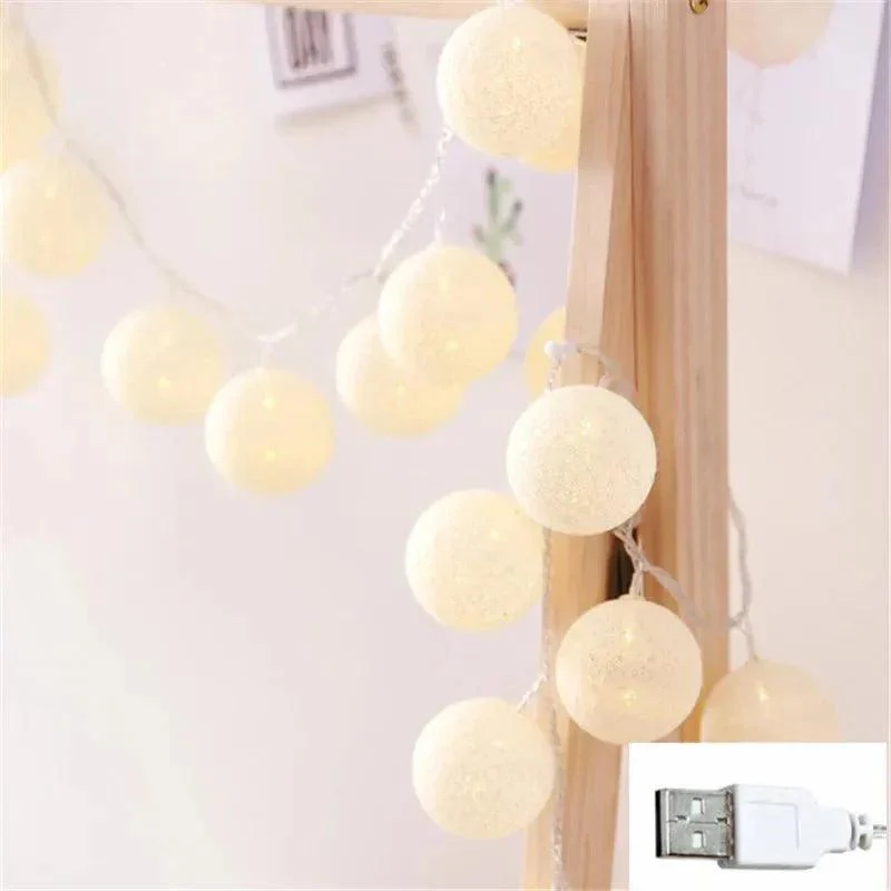 Pretty Pastel Cotton Ball Fairy Lights Garland 987741