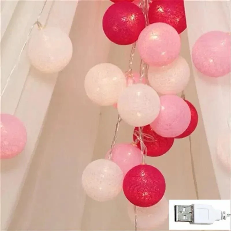 Pretty Pastel Cotton Ball Fairy Lights Garland 999753