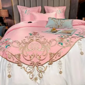Homeko Canyon Pink Embroidery Egyptian Cotton Bedding Set