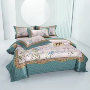 Homeko Hybrid Floral And Diamond Printed Silky Egyptian Cotton Bedding Set
