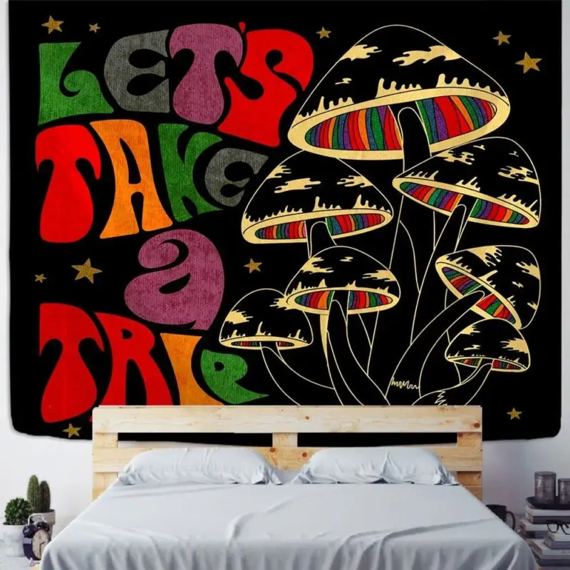 Psychedelic bohemian style tapestry wall hanging