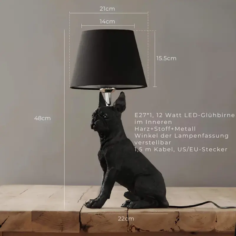 Pupart puppy art deco tischlampe schwarz weiss dekorative leuchte modern xlumina