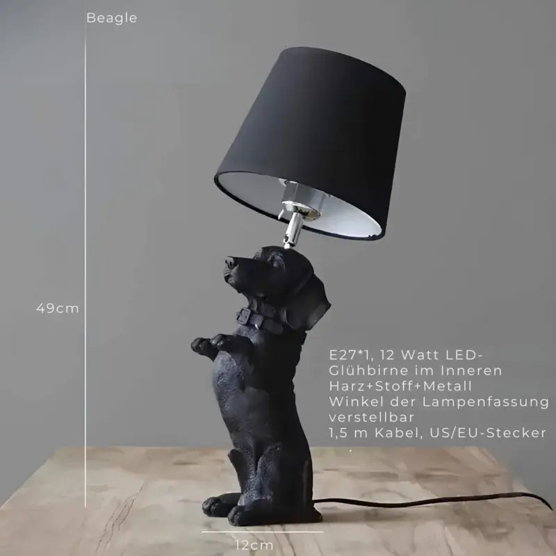 Pupart puppy art deco tischlampe schwarz weiss dekorative leuchte modern xlumina10