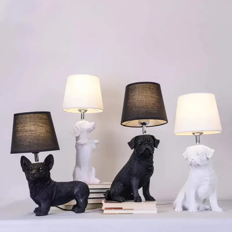 Pupart puppy art deco tischlampe schwarz weiss dekorative leuchte modern xlumina13