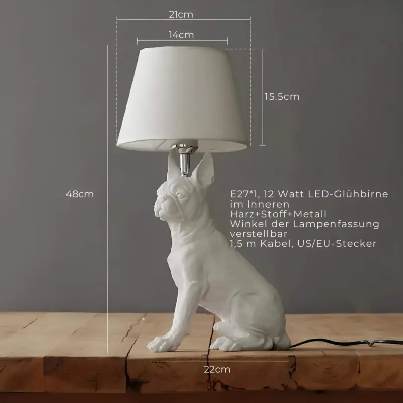 Pupart puppy art deco tischlampe schwarz weiss dekorative leuchte modern xlumina5