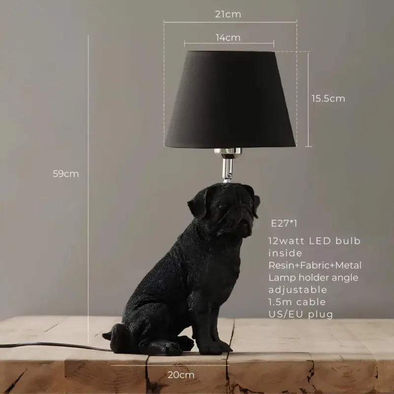 Pupart puppy art deco tischlampe schwarz weiss dekorative leuchte modern xlumina6