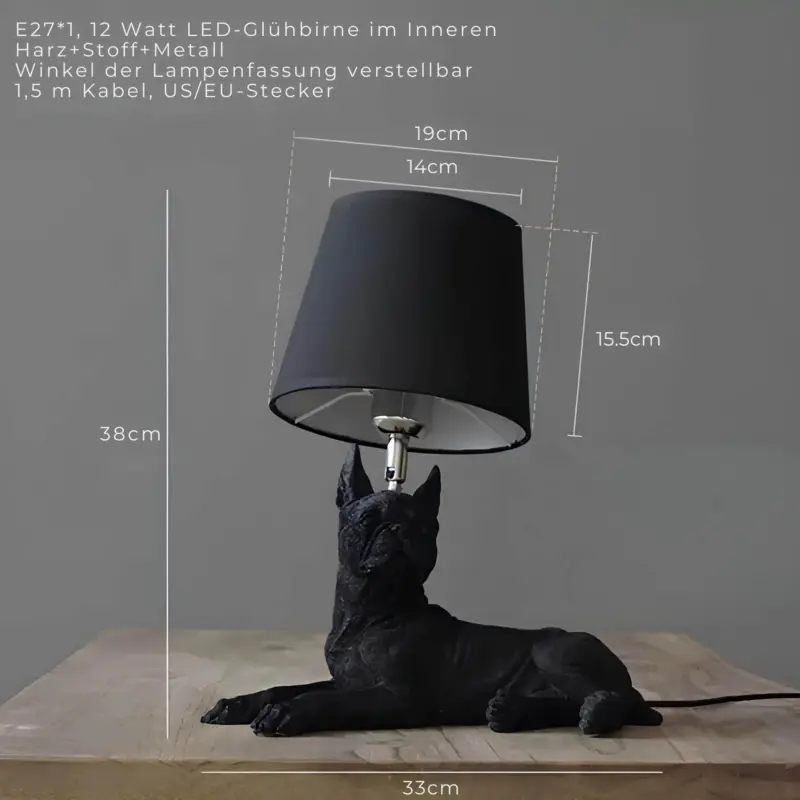 Pupart puppy art deco tischlampe schwarz weiss dekorative leuchte modern xlumina7