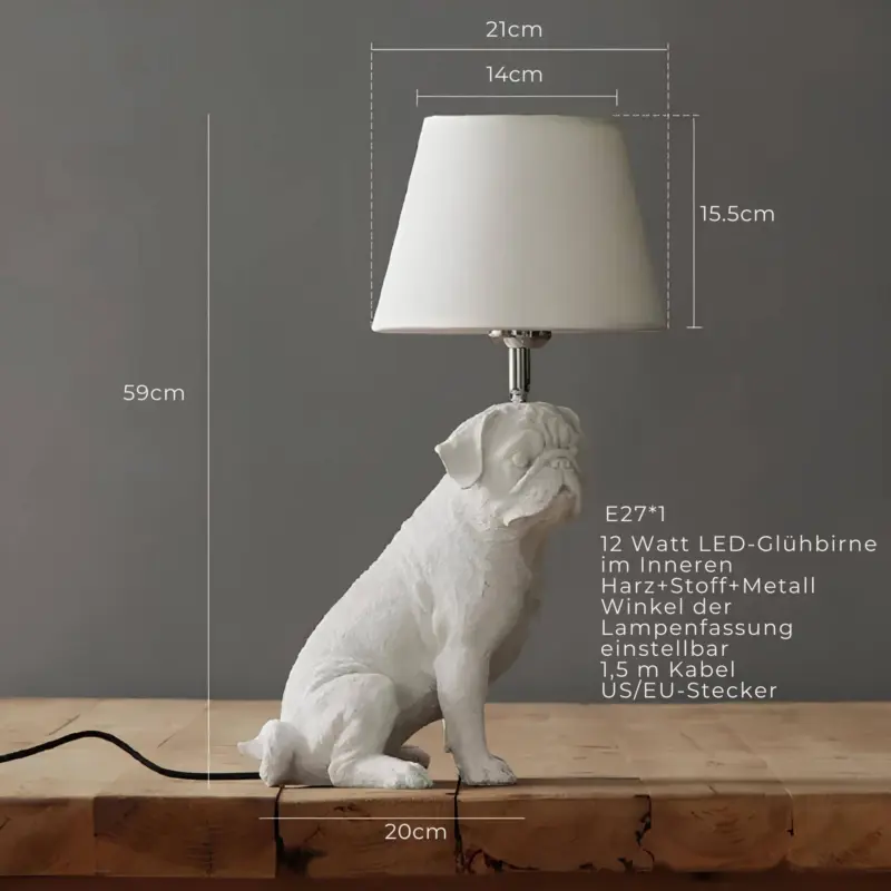 Pupart puppy art deco tischlampe schwarz weiss dekorative leuchte modern xlumina8