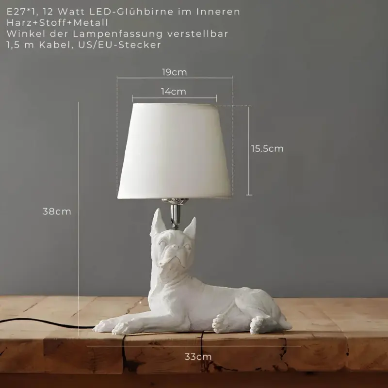 Pupart puppy art deco tischlampe schwarz weiss dekorative leuchte modern xlumina9