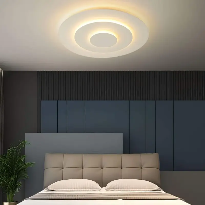 Quinn modern nordisch rund led deckenleuchte weiss wohn schlafzimmer acryl metall xlumina9