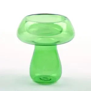 Quirky Glass Mushroom Shape Candle Holder
