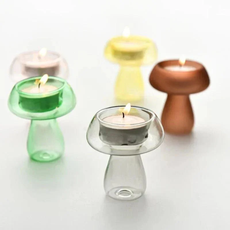 Quirky Glass Mushroom Shape Candle Holder 662527