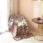 Quirky pink cat design sofa blanket