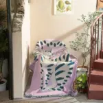Quirky pink cat design sofa blanket