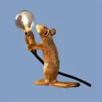 QvfTSmall Mini Mouse Table Nordic Lamp Resin Animal Rat Mouse Cute LED Home Decor Desk Light