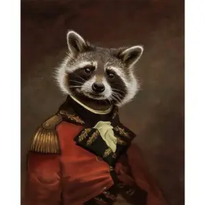 Raccoon Revolutionary General Poster | Wall Art Posters And Prints Animal Canvas Painting