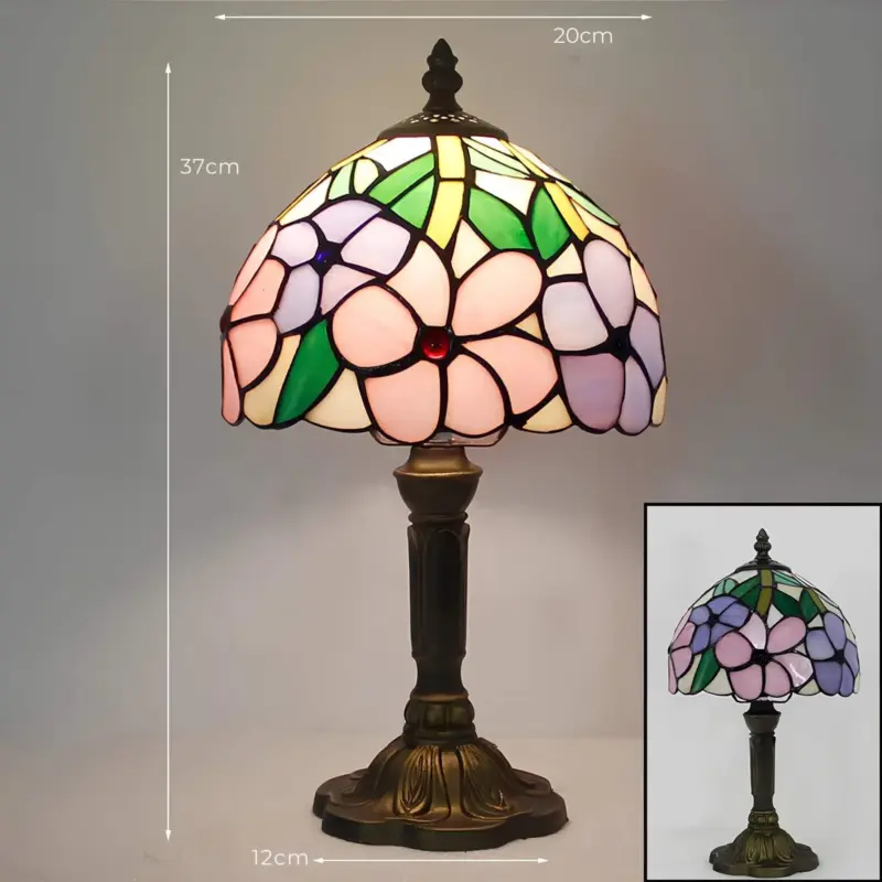 Radiant hue tiffany tischlampe handgefertigt glaswarm led xlumina5