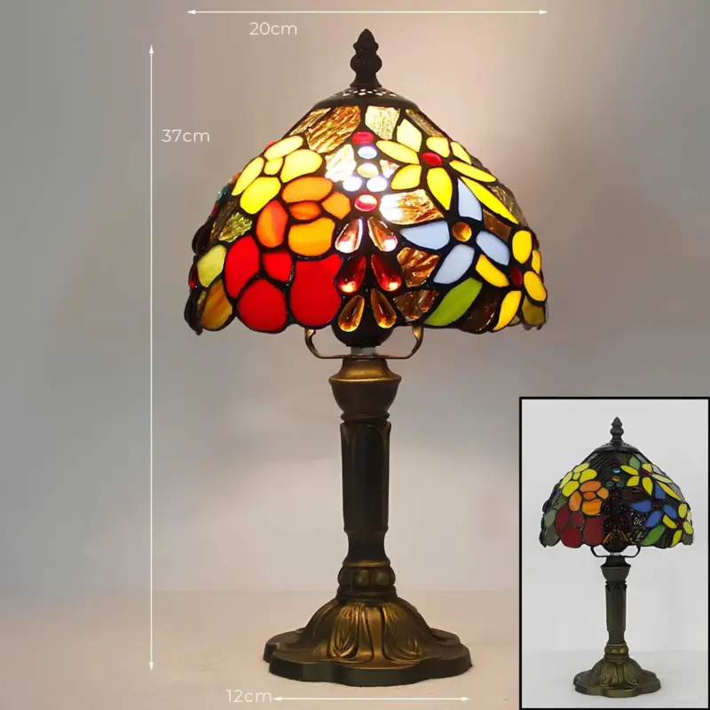 Radiant hue tiffany tischlampe handgefertigt glaswarm led xlumina6