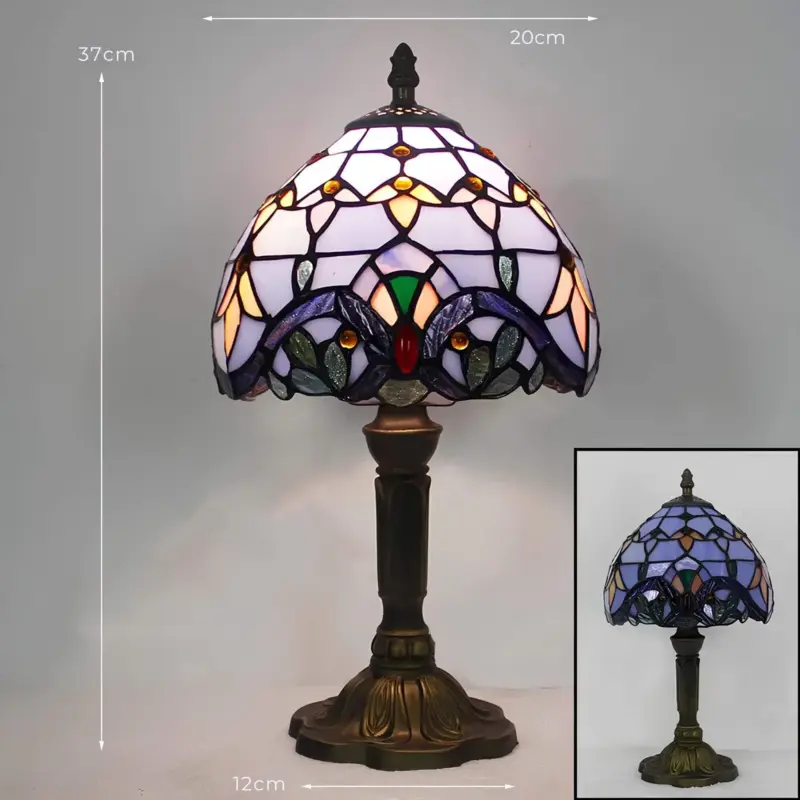 Radiant hue tiffany tischlampe handgefertigt glaswarm led xlumina7