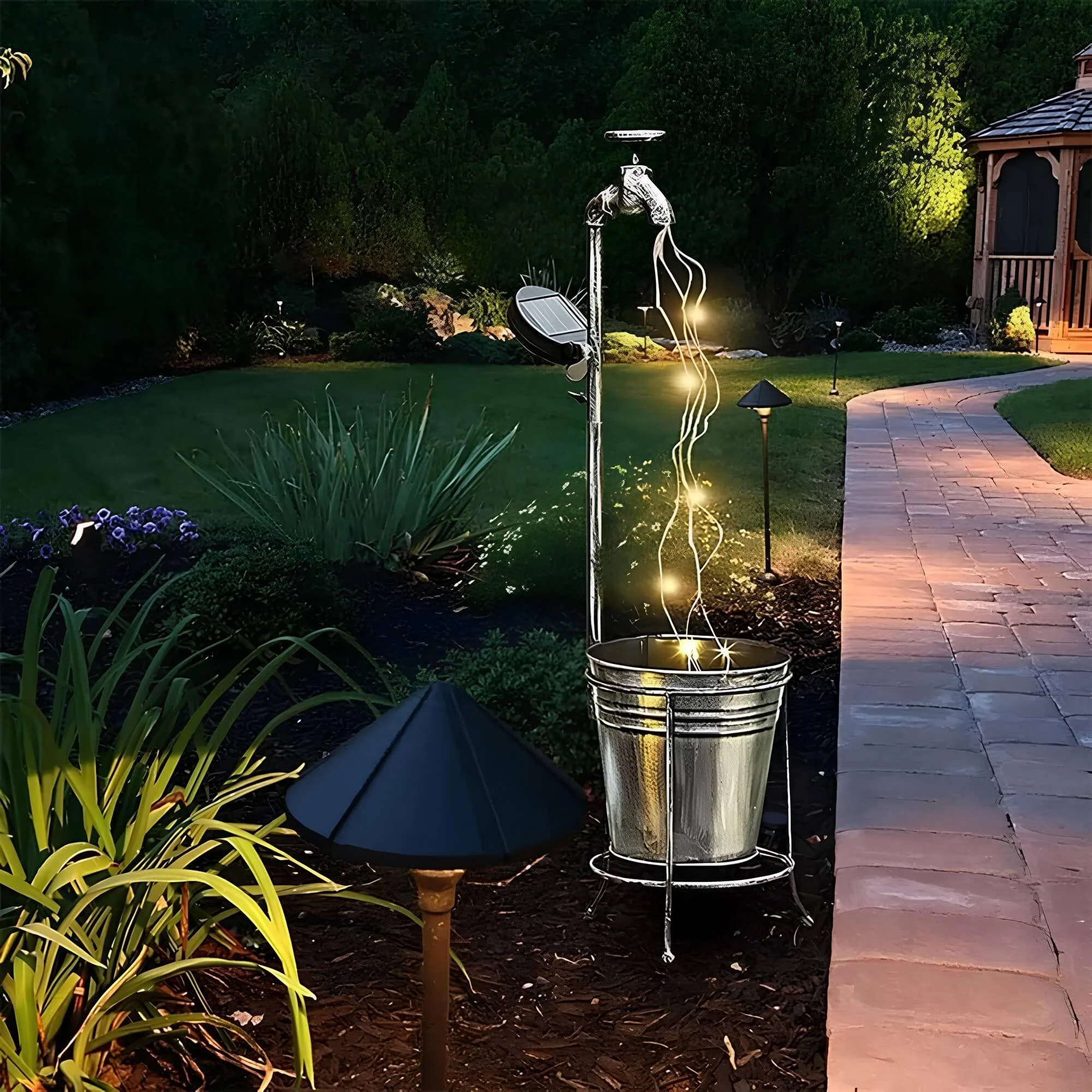 Radianttap Solarstrom Bewasserung Wasserhahn Lichter Led Gartenbeleuchtung Automatisch Schwarz Xlumina