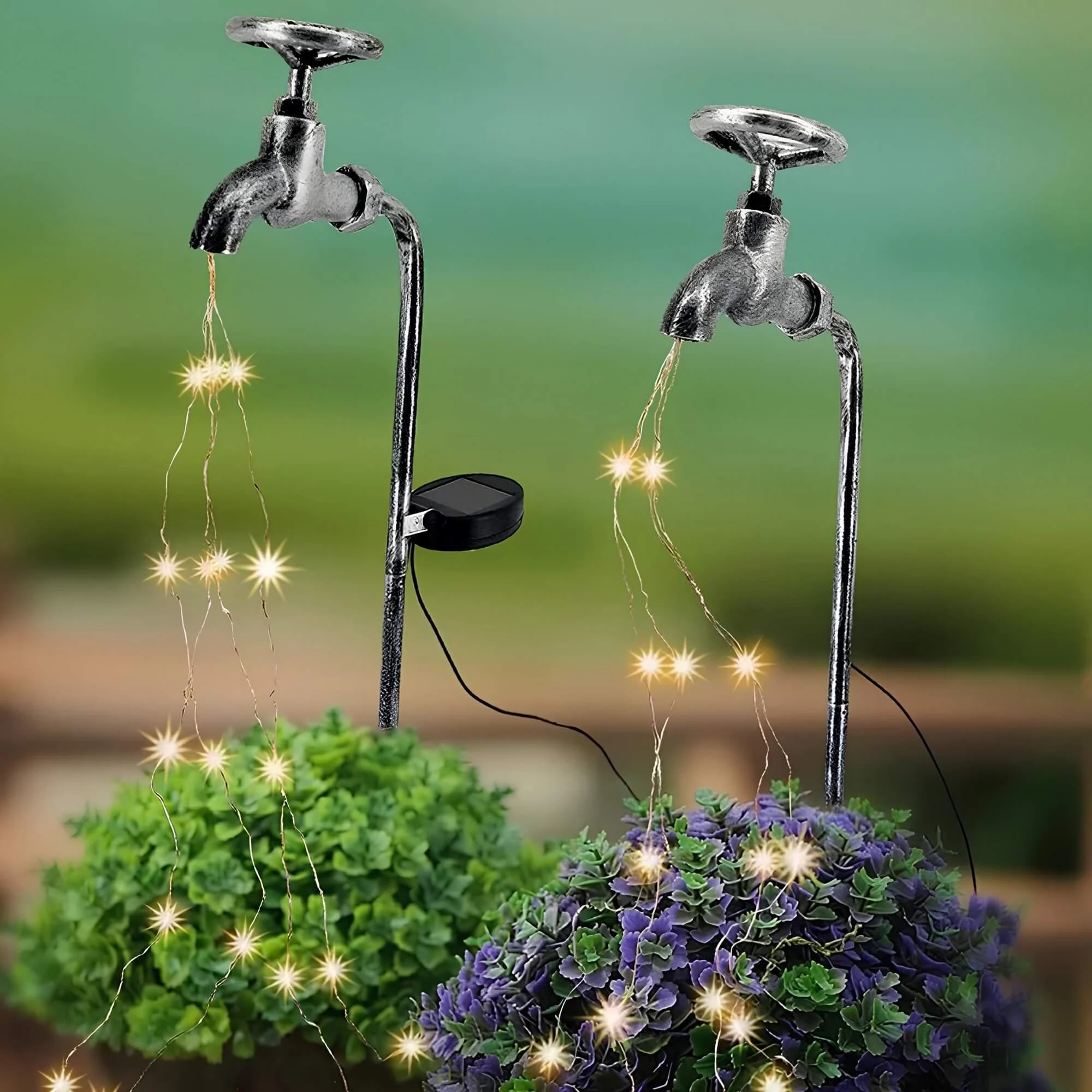 Radianttap Solarstrom Bewasserung Wasserhahn Lichter Led Gartenbeleuchtung Automatisch Schwarz Xlumina4