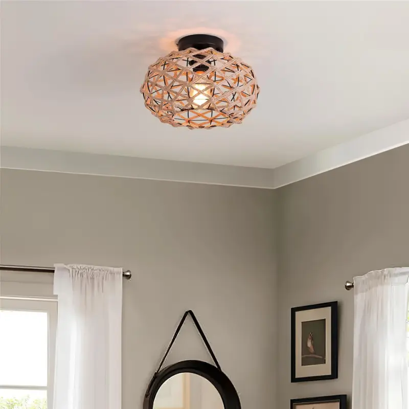 Radiantweave rattan deckenlampe natur modern boho elegant flecht design xlumina