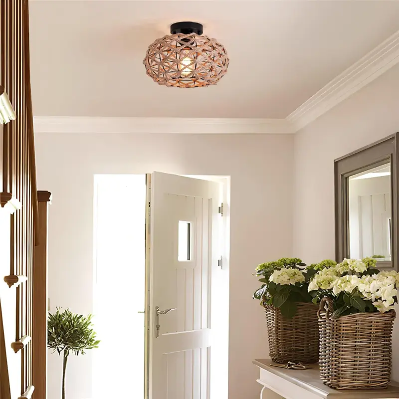 Radiantweave rattan deckenlampe natur modern boho elegant flecht design xlumina